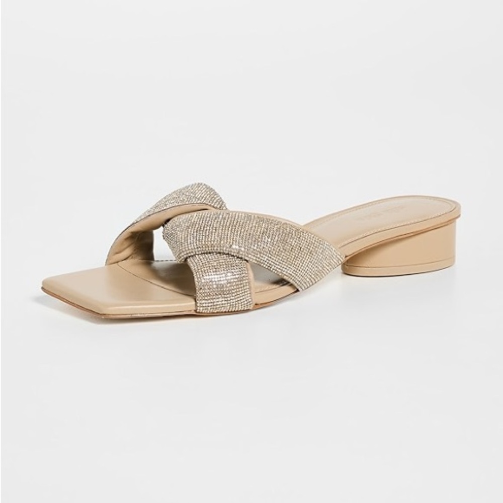 Cult Gaia Chaya Crystal embellished straps Sandals in beige size 37